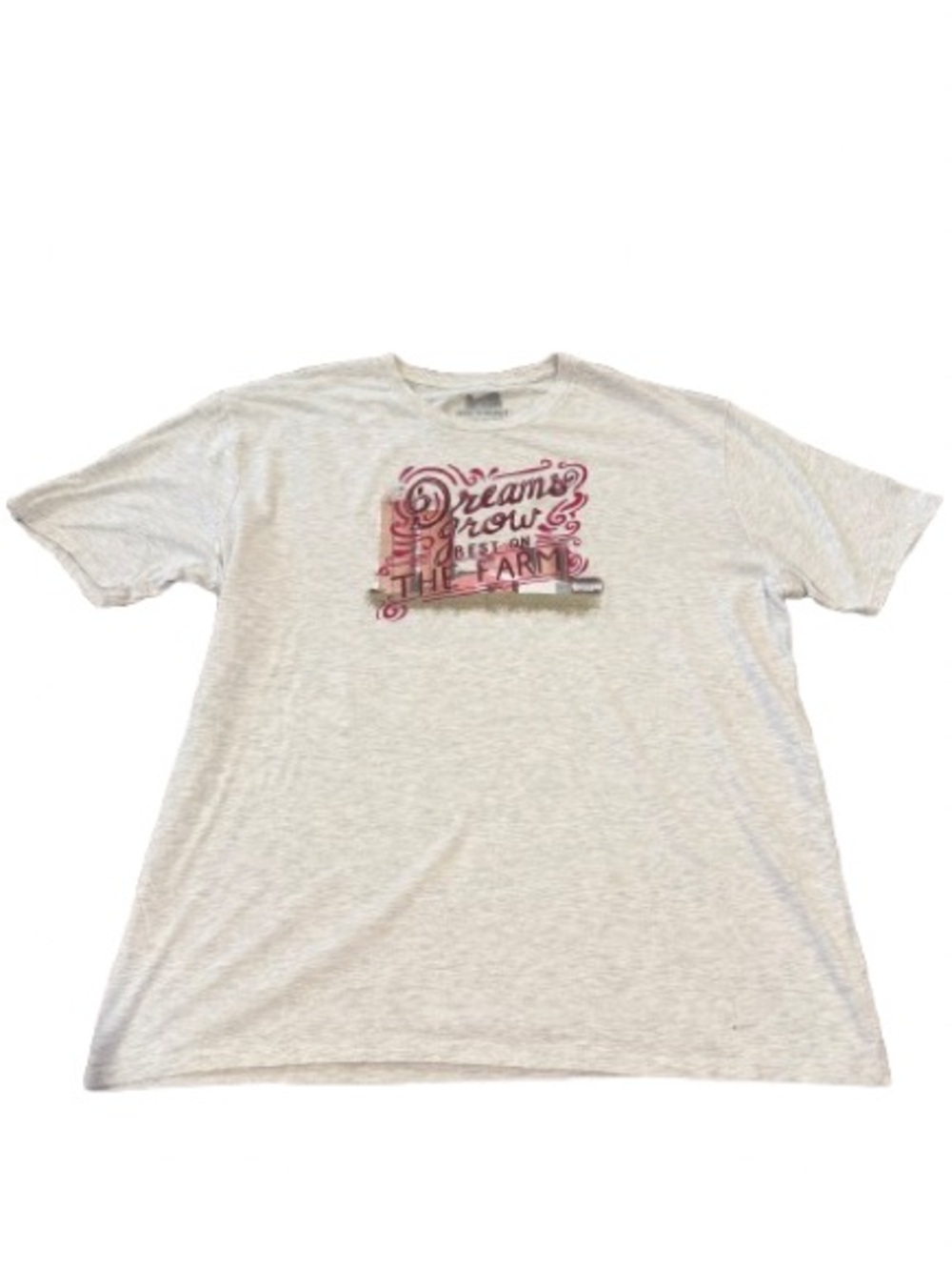 Farm to Market Women's Light Gray Short Sleeve Tee with Barn Graphic Size 2X